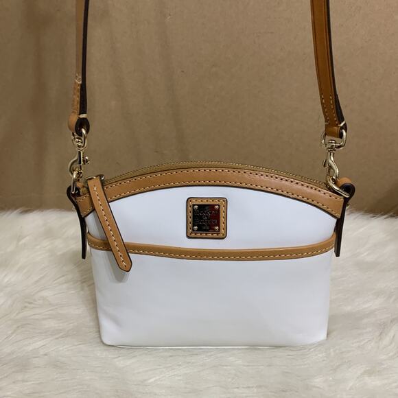 DOONEY & BOURKE Smooth White Italian Leather Petite Domed Crossbody - Picture 12 of 16